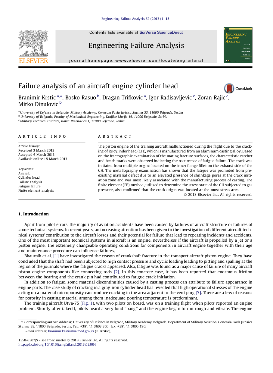 Failure analysis of an aircraft engine cylinder head