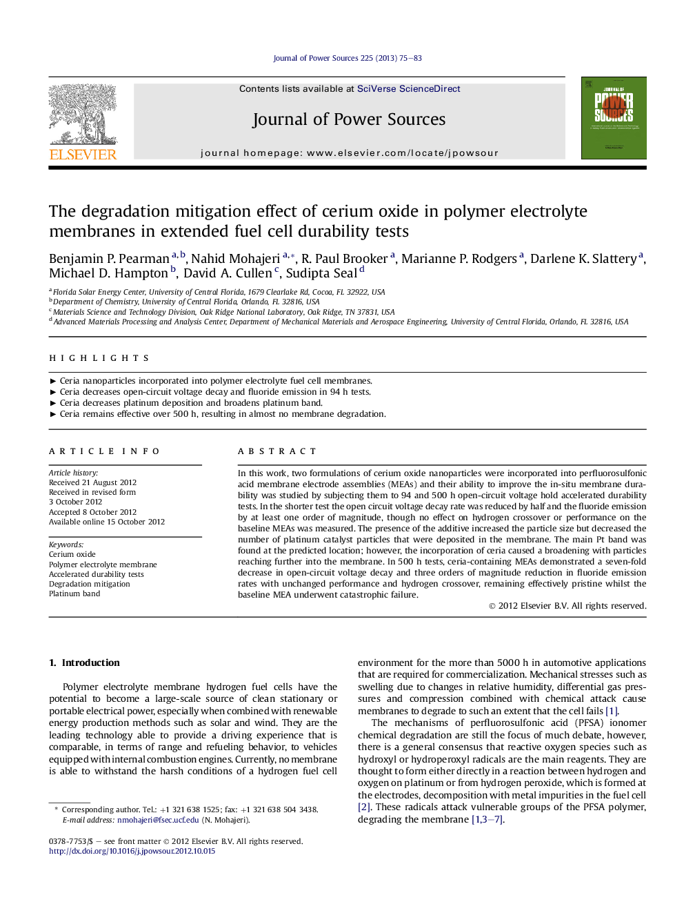 The degradation mitigation effect of cerium oxide in polymer electrolyte membranes in extended fuel cell durability tests