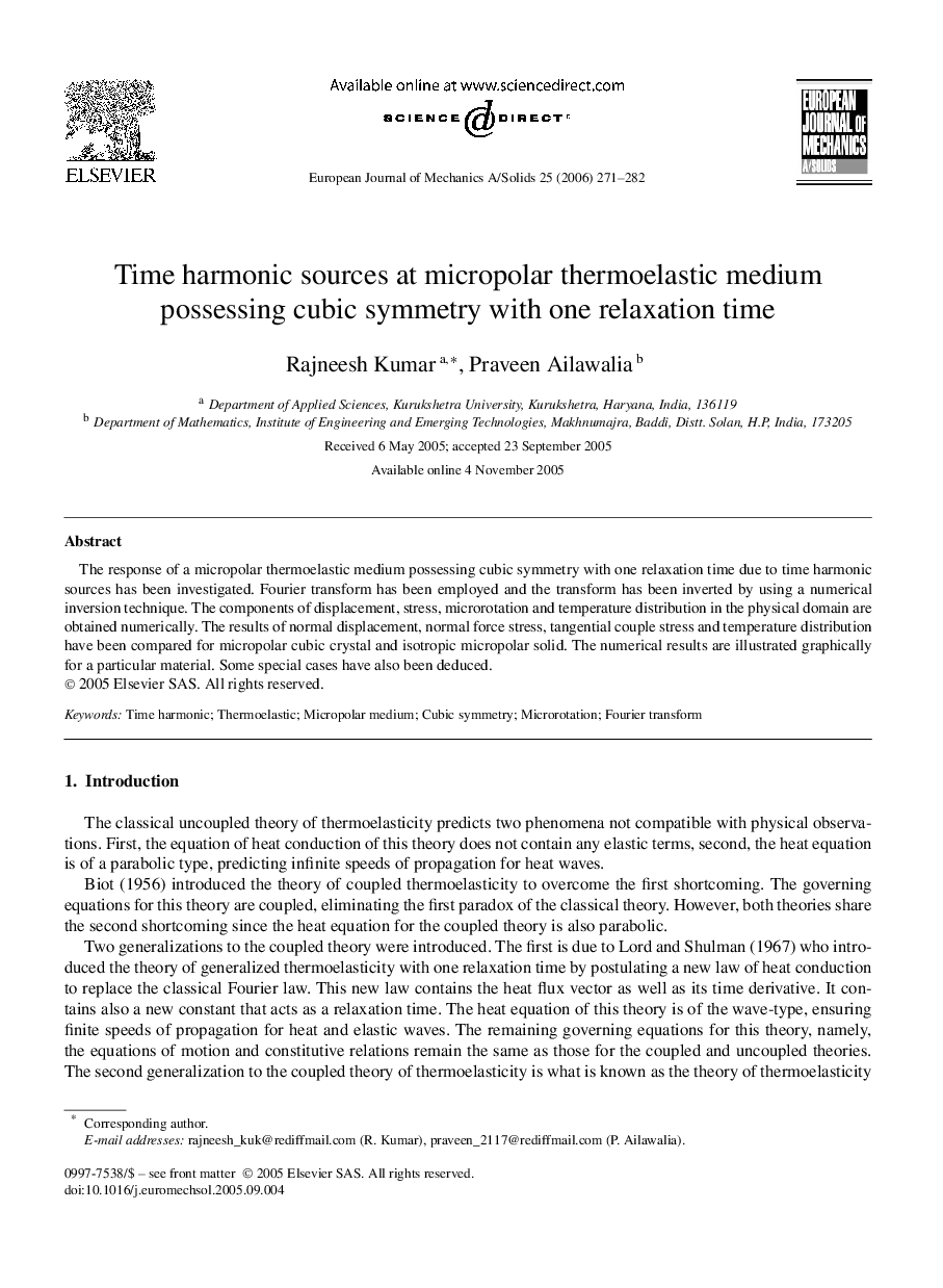 Time harmonic sources at micropolar thermoelastic medium possessing cubic symmetry with one relaxation time