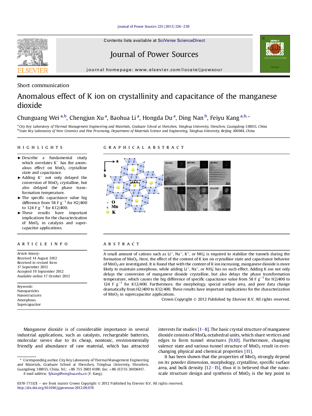 Anomalous effect of K ion on crystallinity and capacitance of the manganese dioxide