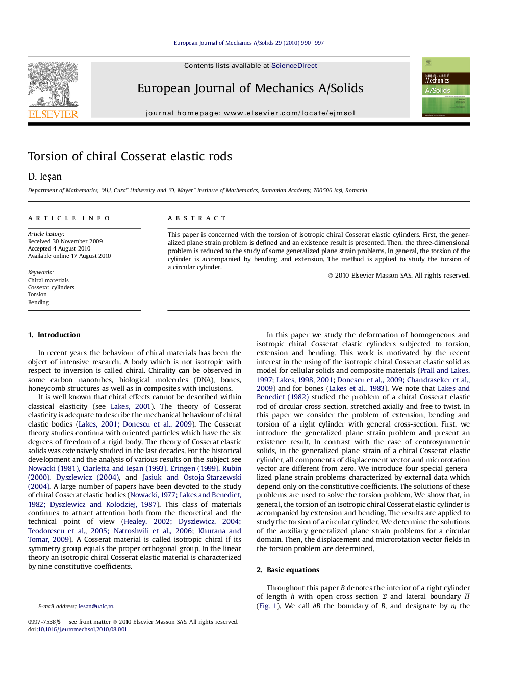 Torsion of chiral Cosserat elastic rods