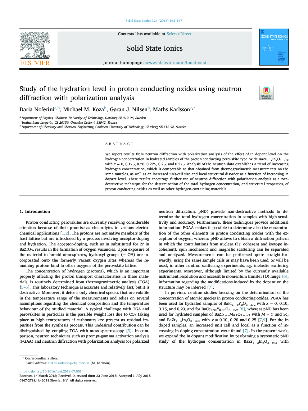 Study of the hydration level in proton conducting oxides using neutron diffraction with polarization analysis