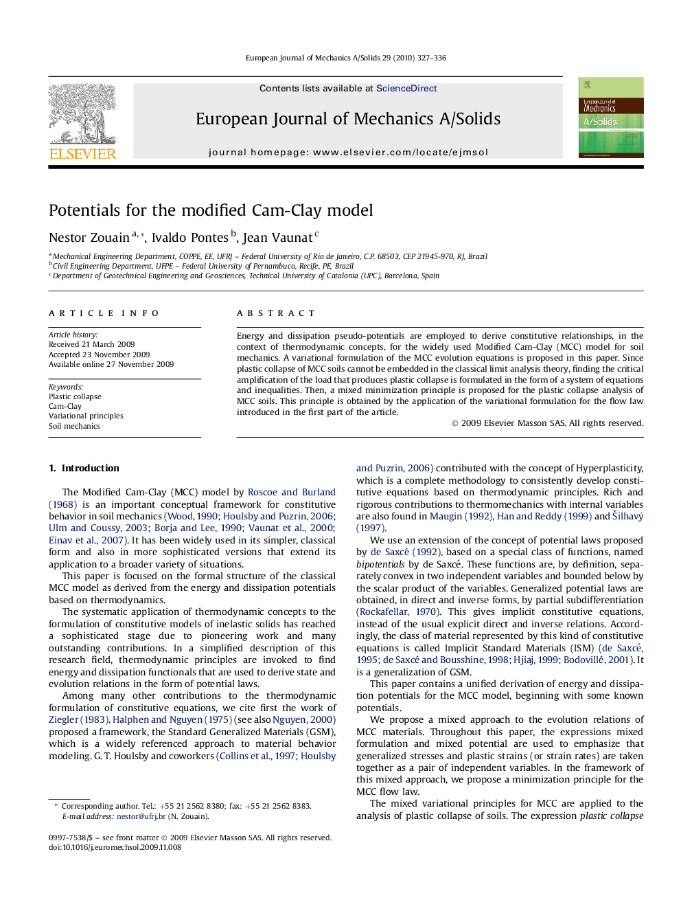 Potentials for the modified Cam-Clay model