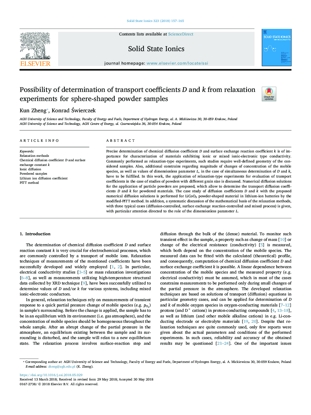 Possibility of determination of transport coefficients D and k from relaxation experiments for sphere-shaped powder samples