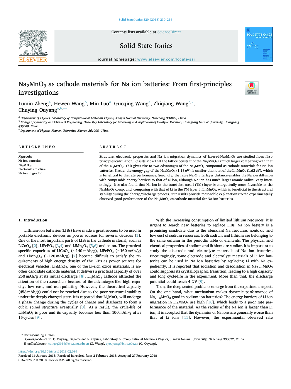 Na2MnO3 as cathode materials for Na ion batteries: From first-principles investigations