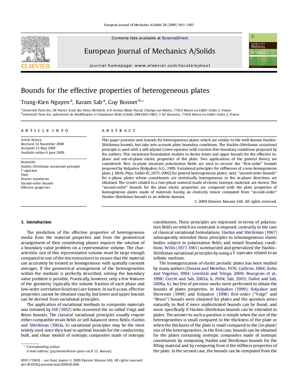 Bounds for the effective properties of heterogeneous plates