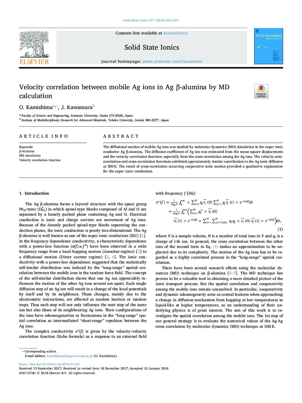 Velocity correlation between mobile Ag ions in Ag Î²-alumina by MD calculation