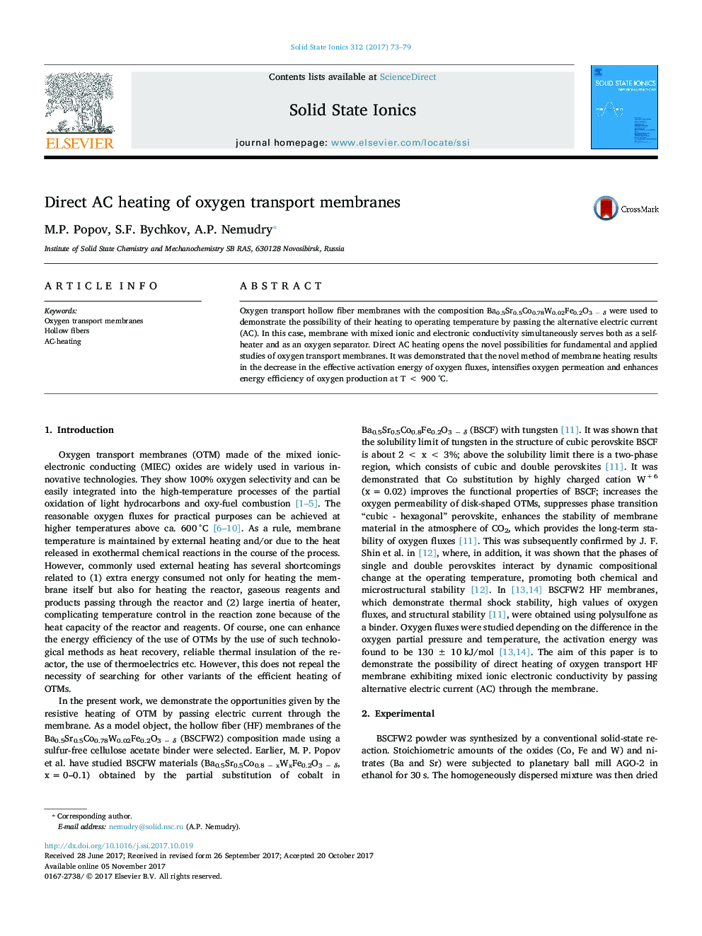 Direct AC heating of oxygen transport membranes