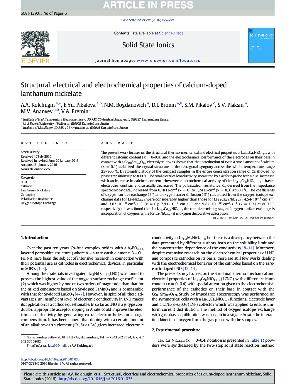 Structural, electrical and electrochemical properties of calcium-doped lanthanum nickelate