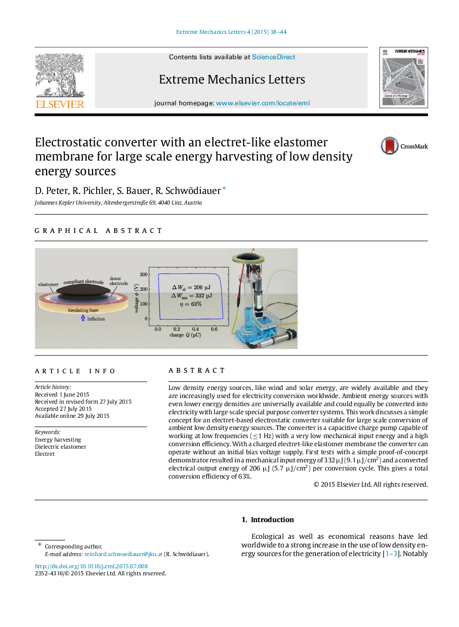 Electrostatic converter with an electret-like elastomer membrane for large scale energy harvesting of low density energy sources