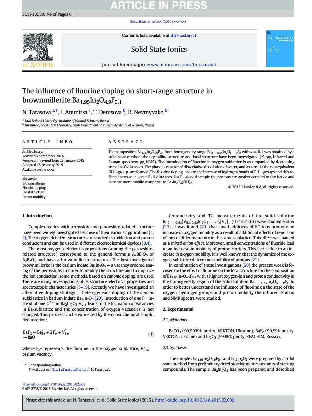 The influence of fluorine doping on short-range structure in brownmillerite Ba1.95In2O4.9F0.1