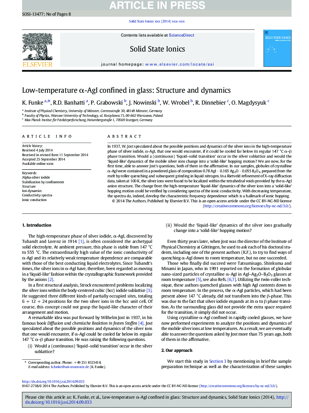 Low-temperature Î±-AgI confined in glass: Structure and dynamics