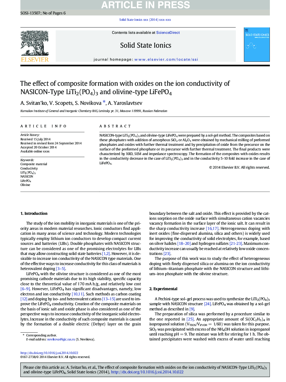 The effect of composite formation with oxides on the ion conductivity of NASICON-Type LiTi2(PO4)3 and olivine-type LiFePO4