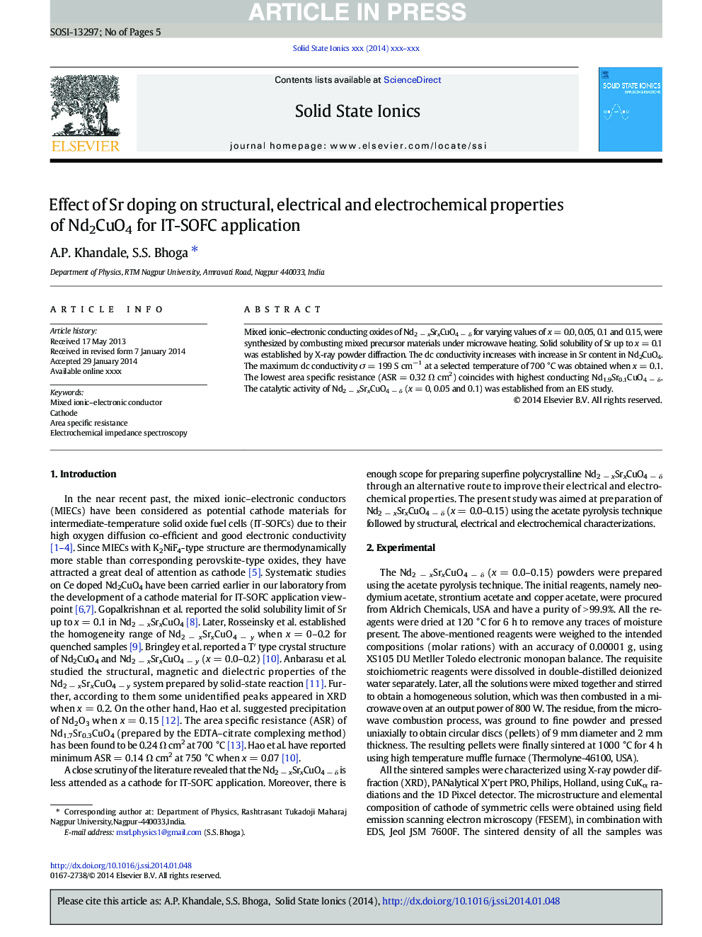 Effect of Sr doping on structural, electrical and electrochemical properties of Nd2CuO4 for IT-SOFC application