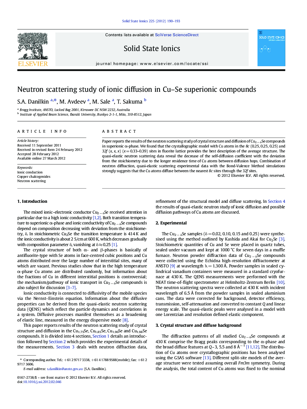 Neutron scattering study of ionic diffusion in Cu-Se superionic compounds