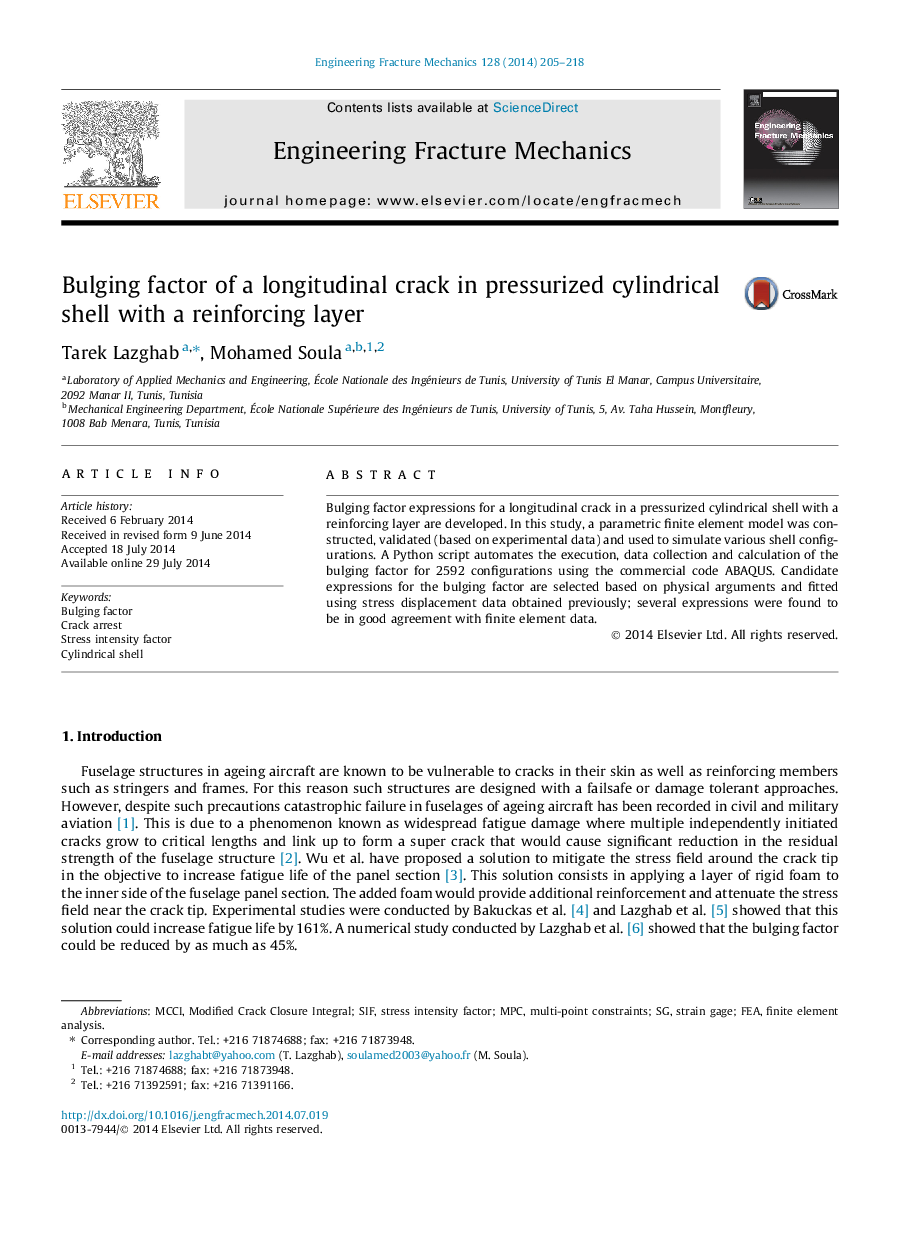 Bulging factor of a longitudinal crack in pressurized cylindrical shell with a reinforcing layer