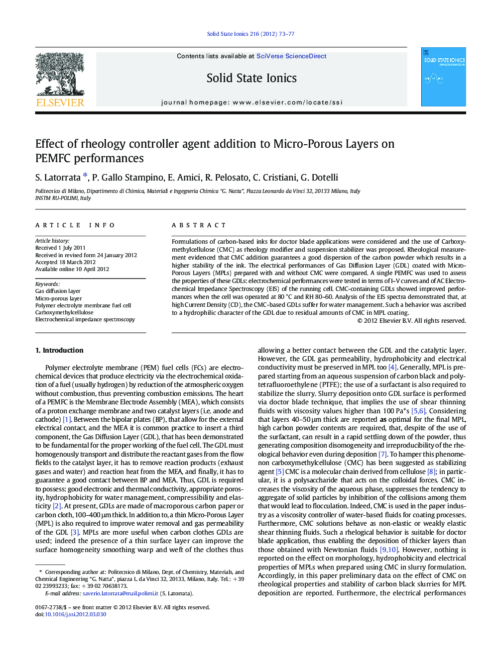 Effect of rheology controller agent addition to Micro-Porous Layers on PEMFC performances