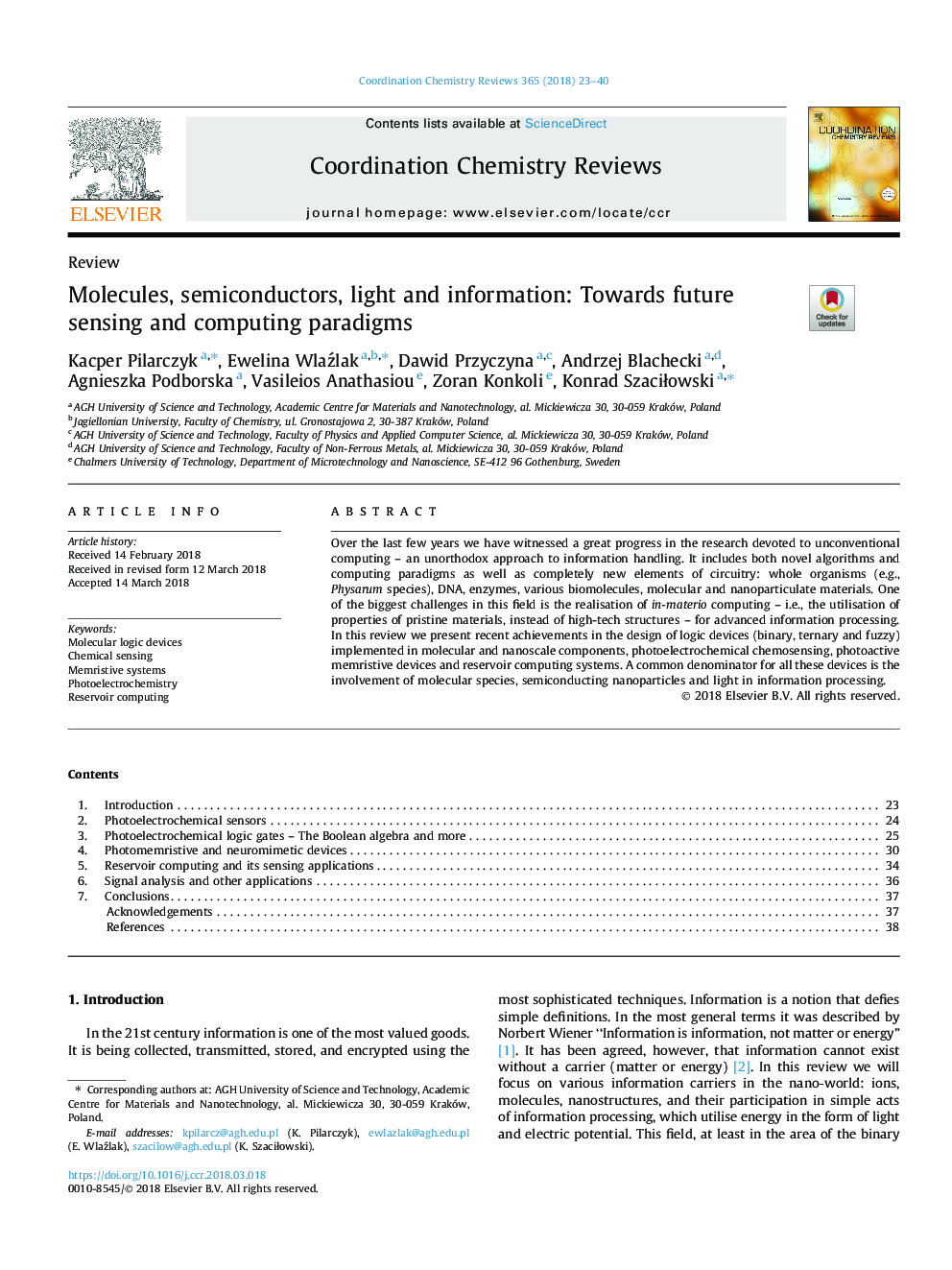 Molecules, semiconductors, light and information: Towards future sensing and computing paradigms