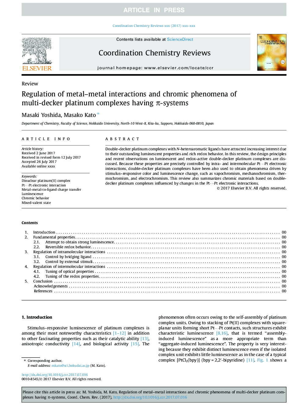 Regulation of metal-metal interactions and chromic phenomena of multi-decker platinum complexes having Ï-systems