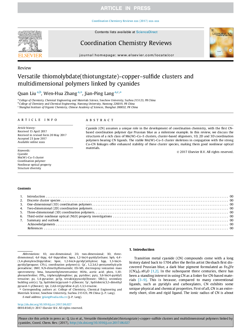 Versatile thiomolybdate(thiotungstate)-copper-sulfide clusters and multidimensional polymers linked by cyanides