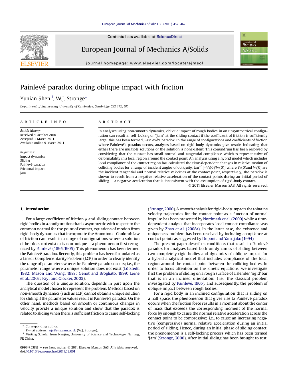 Painlevé paradox during oblique impact with friction