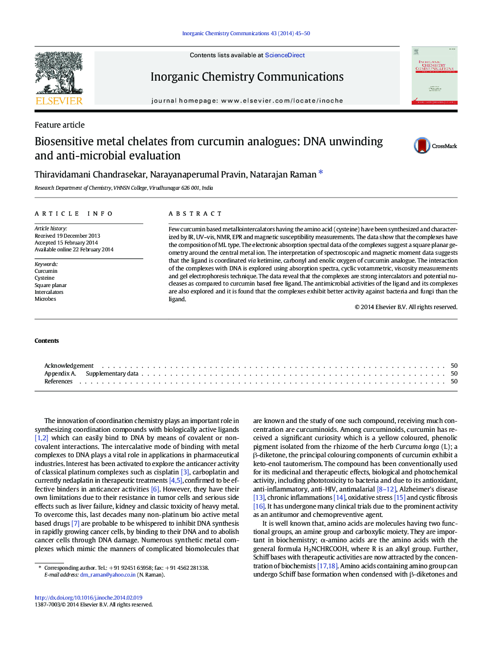 Biosensitive metal chelates from curcumin analogues: DNA unwinding and anti-microbial evaluation