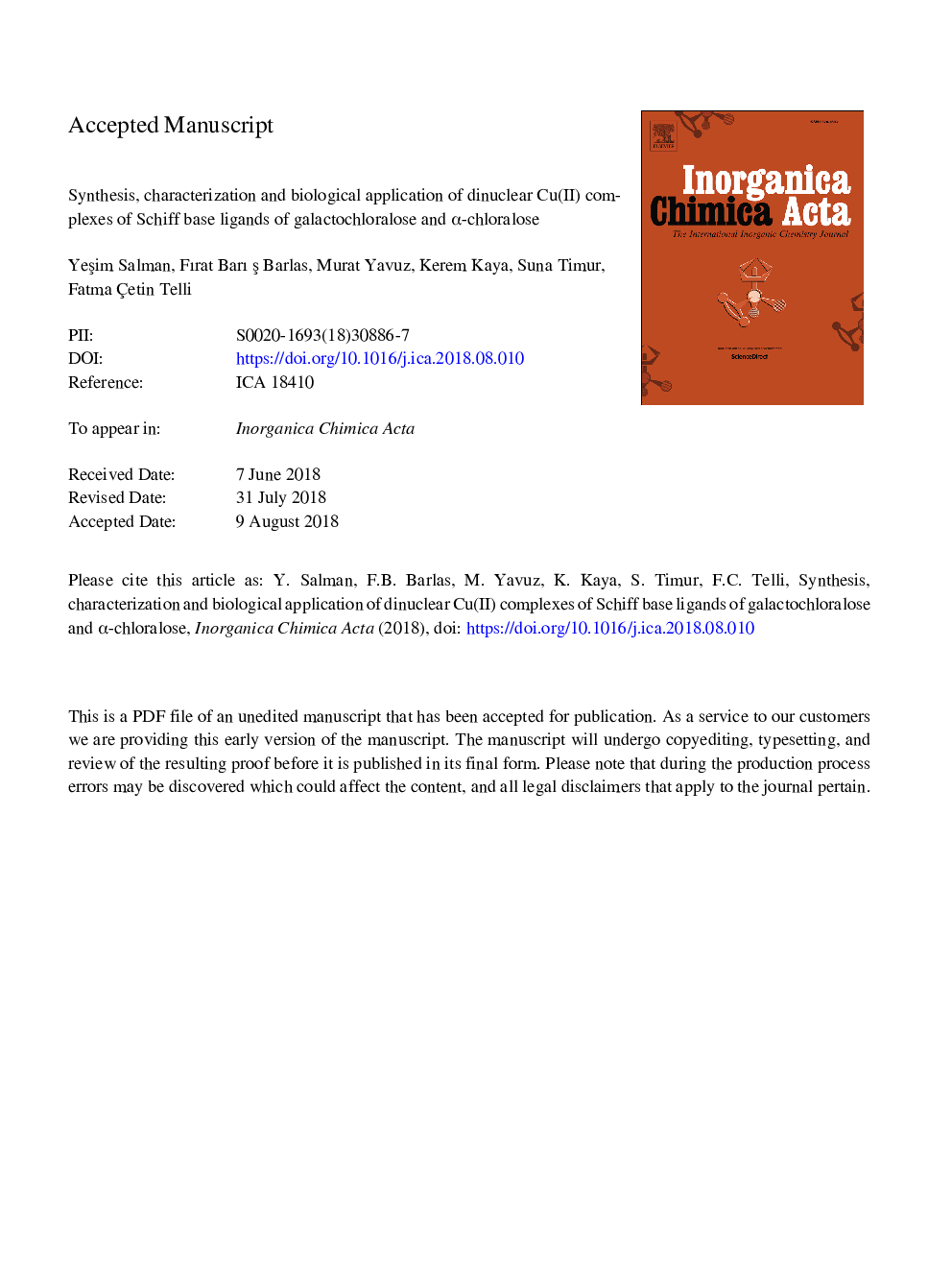 Synthesis, characterization and biological application of dinuclear Cu(II) complexes of Schiff base ligands of galactochloralose and Î±-chloralose