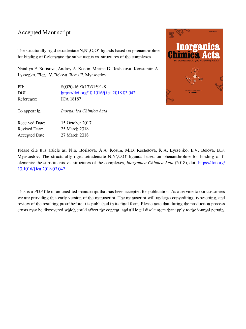 The structurally rigid tetradentate N,Nâ²,O,Oâ²-ligands based on phenanthroline for binding of f-elements: The substituents vs. structures of the complexes