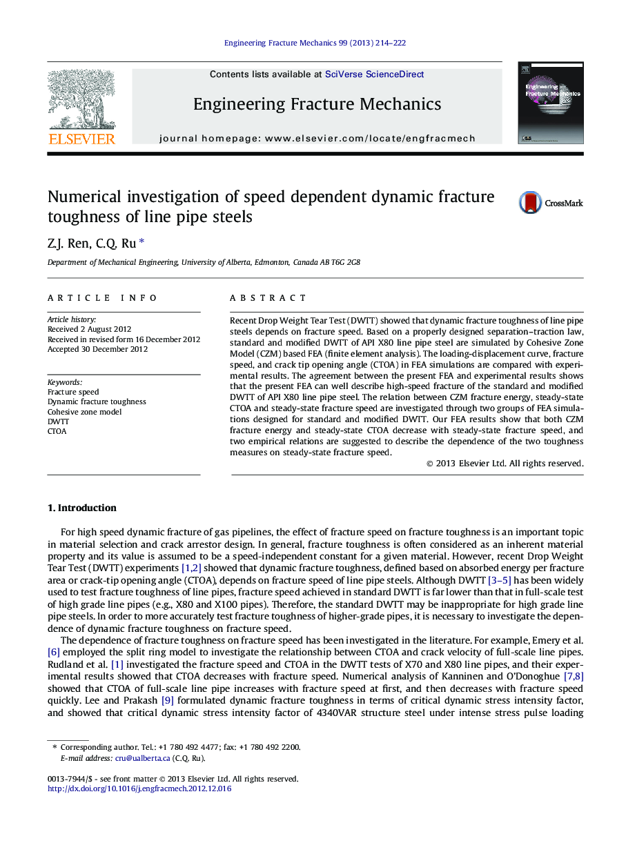 Numerical investigation of speed dependent dynamic fracture toughness of line pipe steels