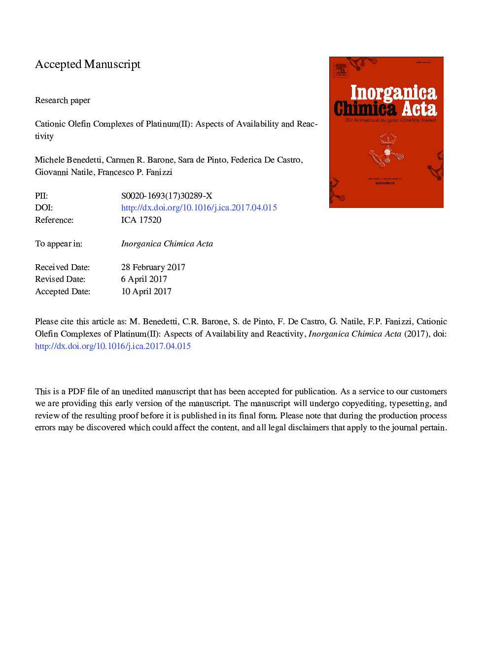 Cationic olefin complexes of platinum(II): Aspects of availability and reactivity