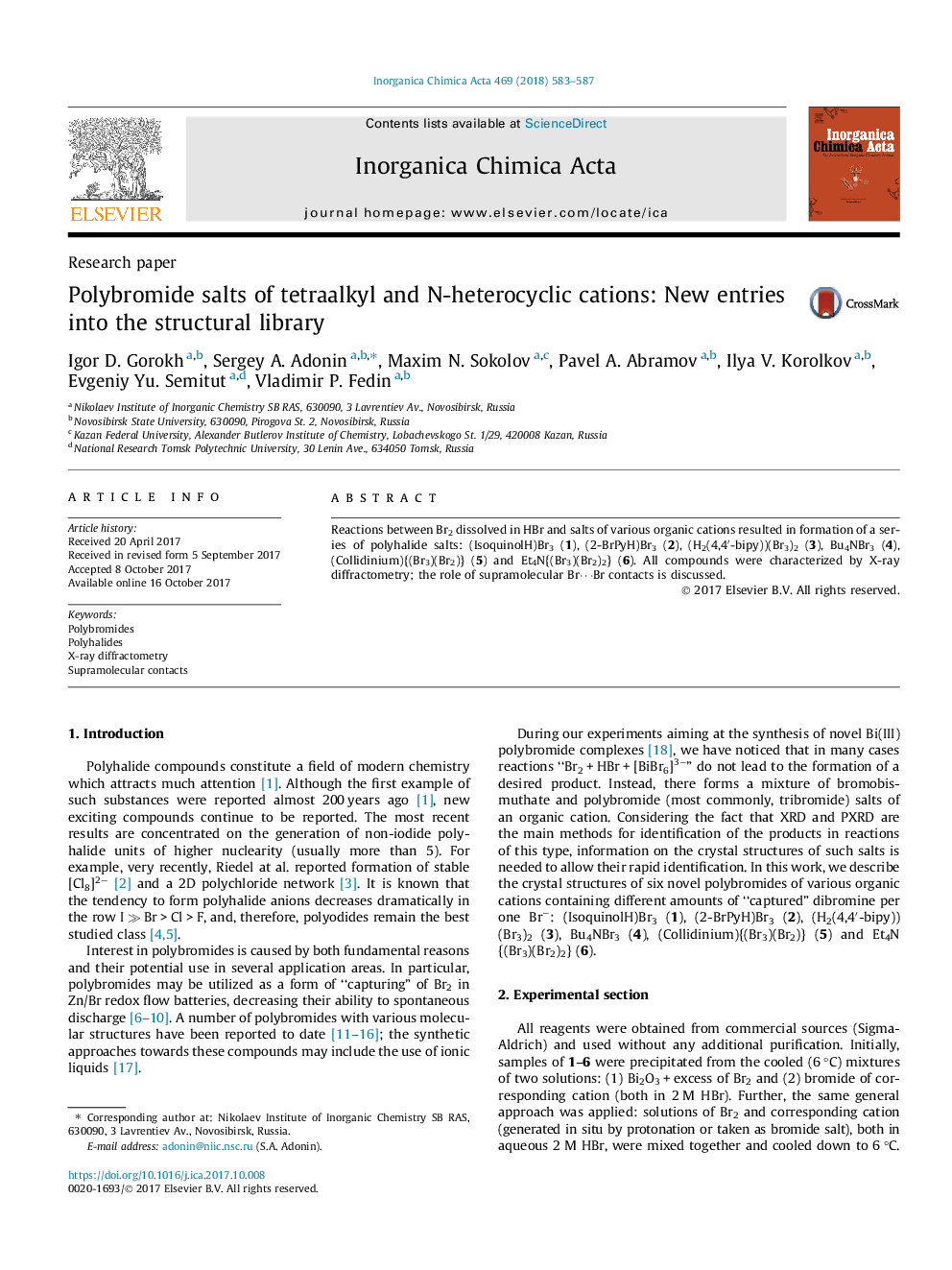 Polybromide salts of tetraalkyl and N-heterocyclic cations: New entries into the structural library