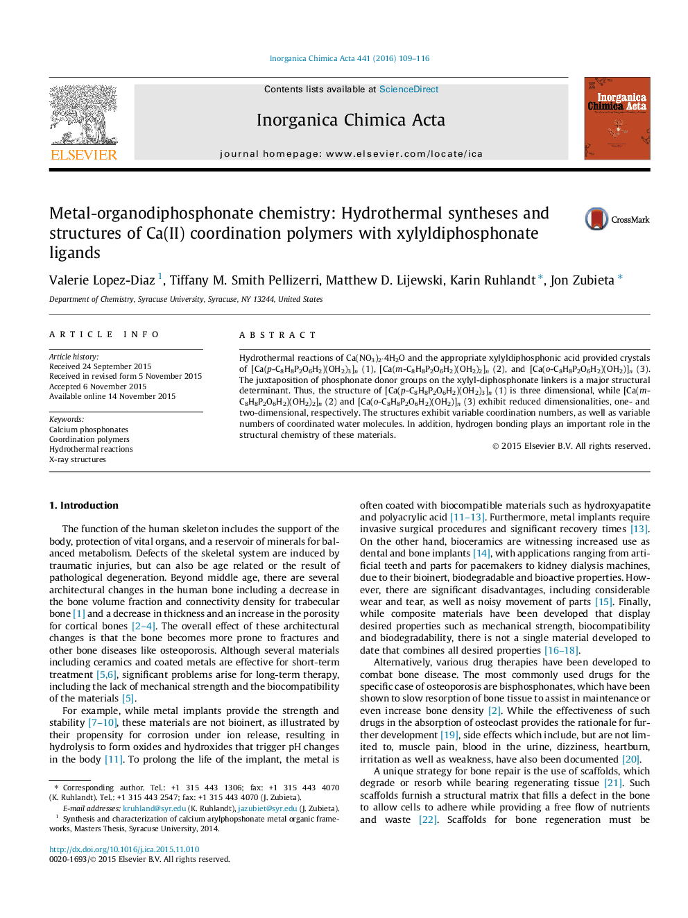 Metal-organodiphosphonate chemistry: Hydrothermal syntheses and structures of Ca(II) coordination polymers with xylyldiphosphonate ligands