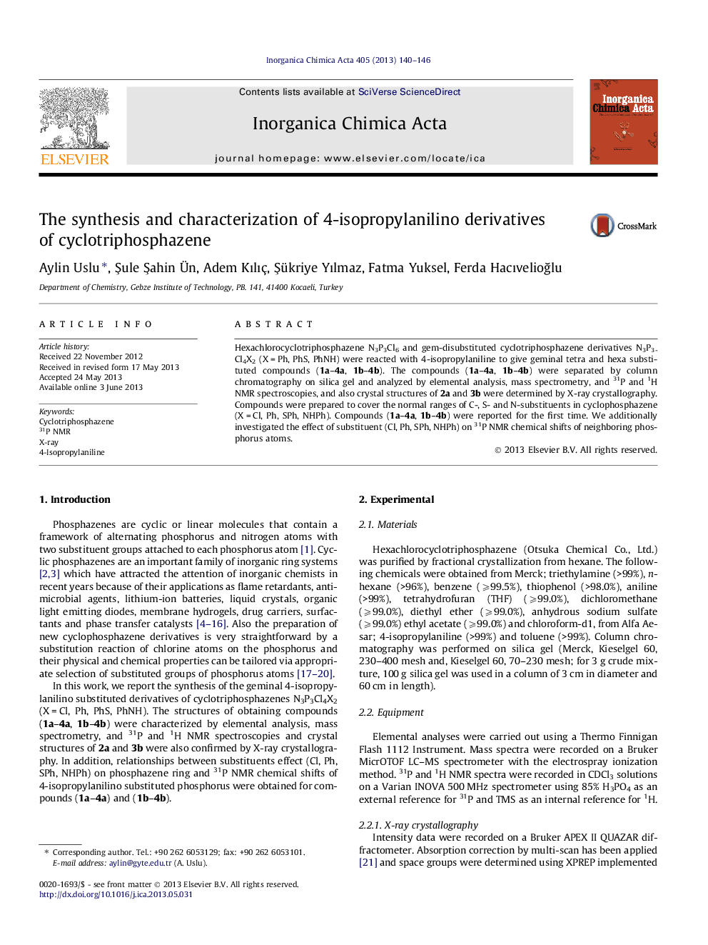 The synthesis and characterization of 4-isopropylanilino derivatives of cyclotriphosphazene