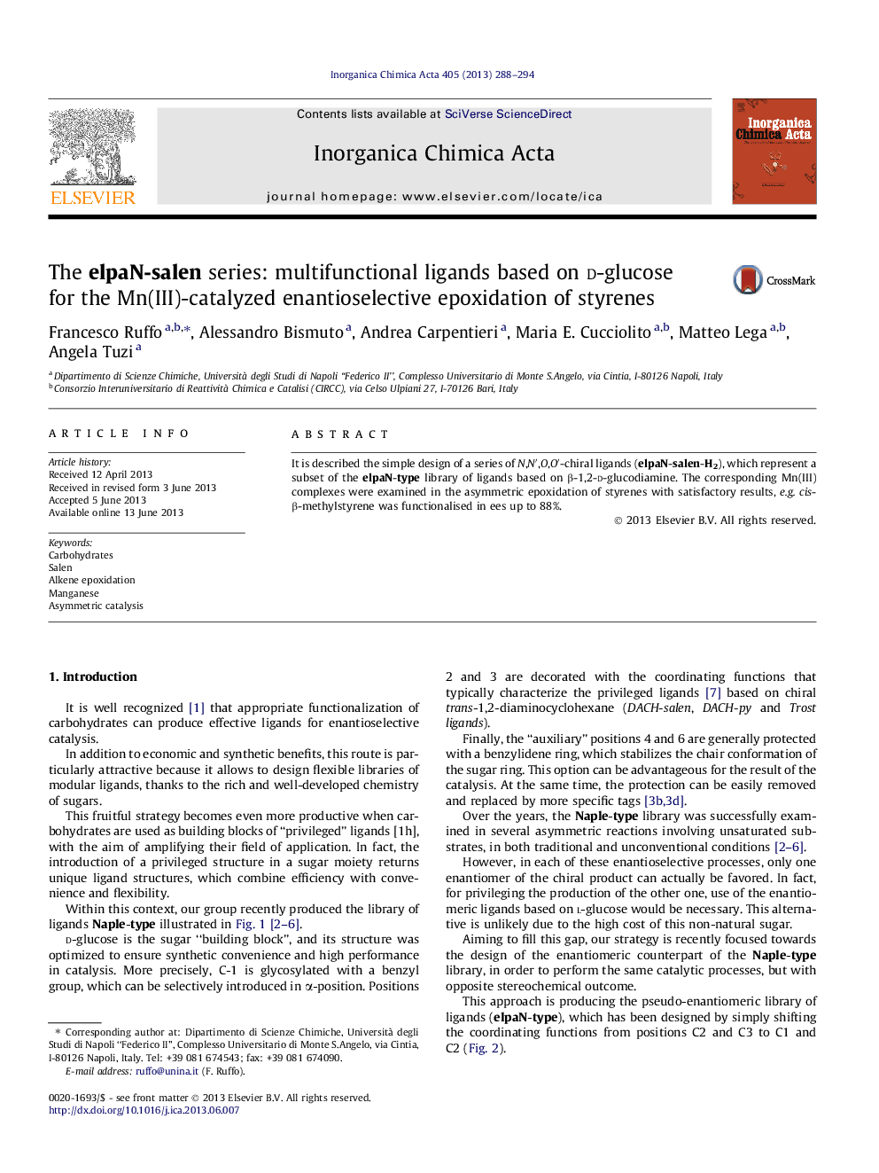 The elpaN-salen series: multifunctional ligands based on d-glucose for the Mn(III)-catalyzed enantioselective epoxidation of styrenes