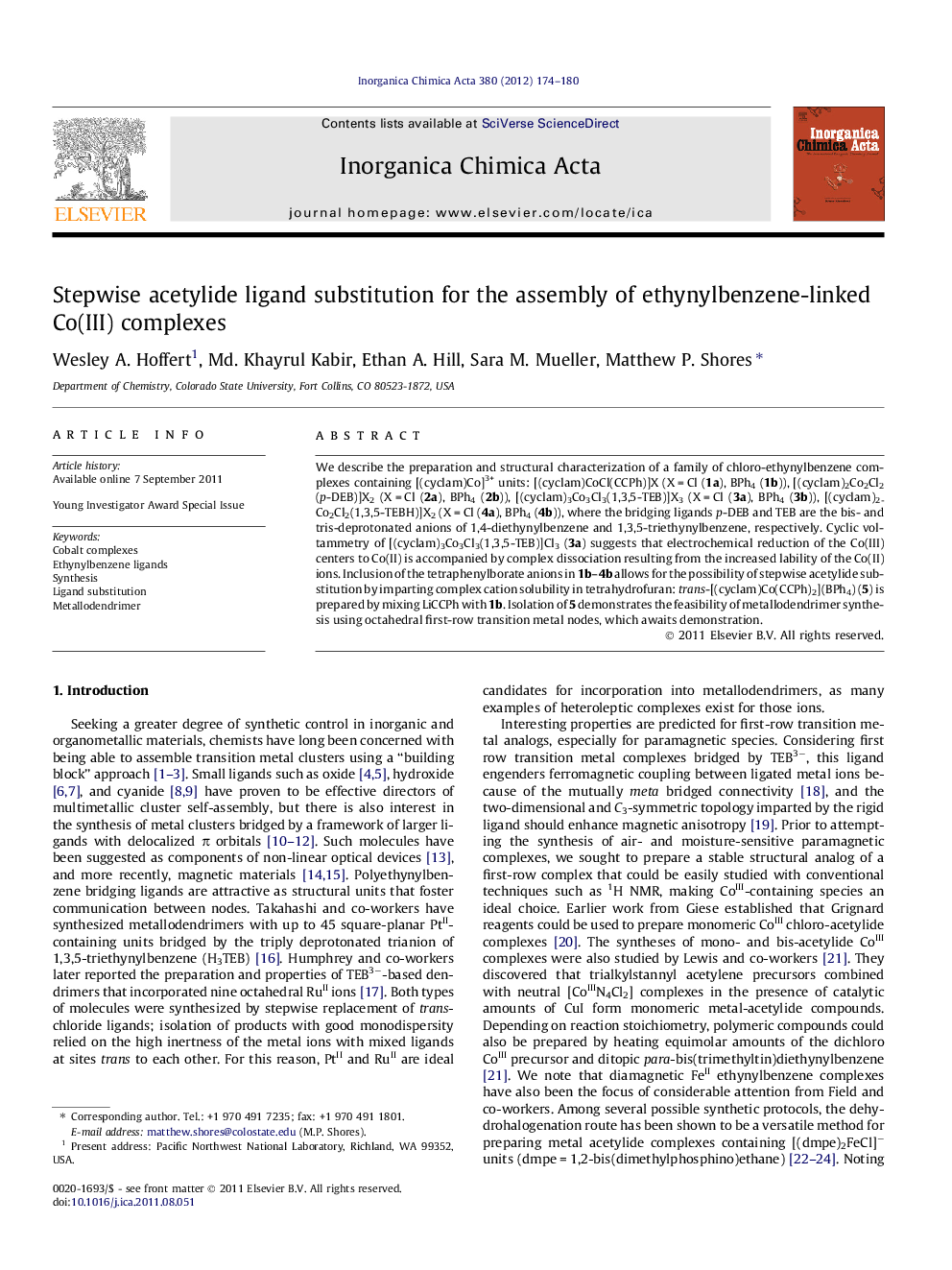 Stepwise acetylide ligand substitution for the assembly of ethynylbenzene-linked Co(III) complexes