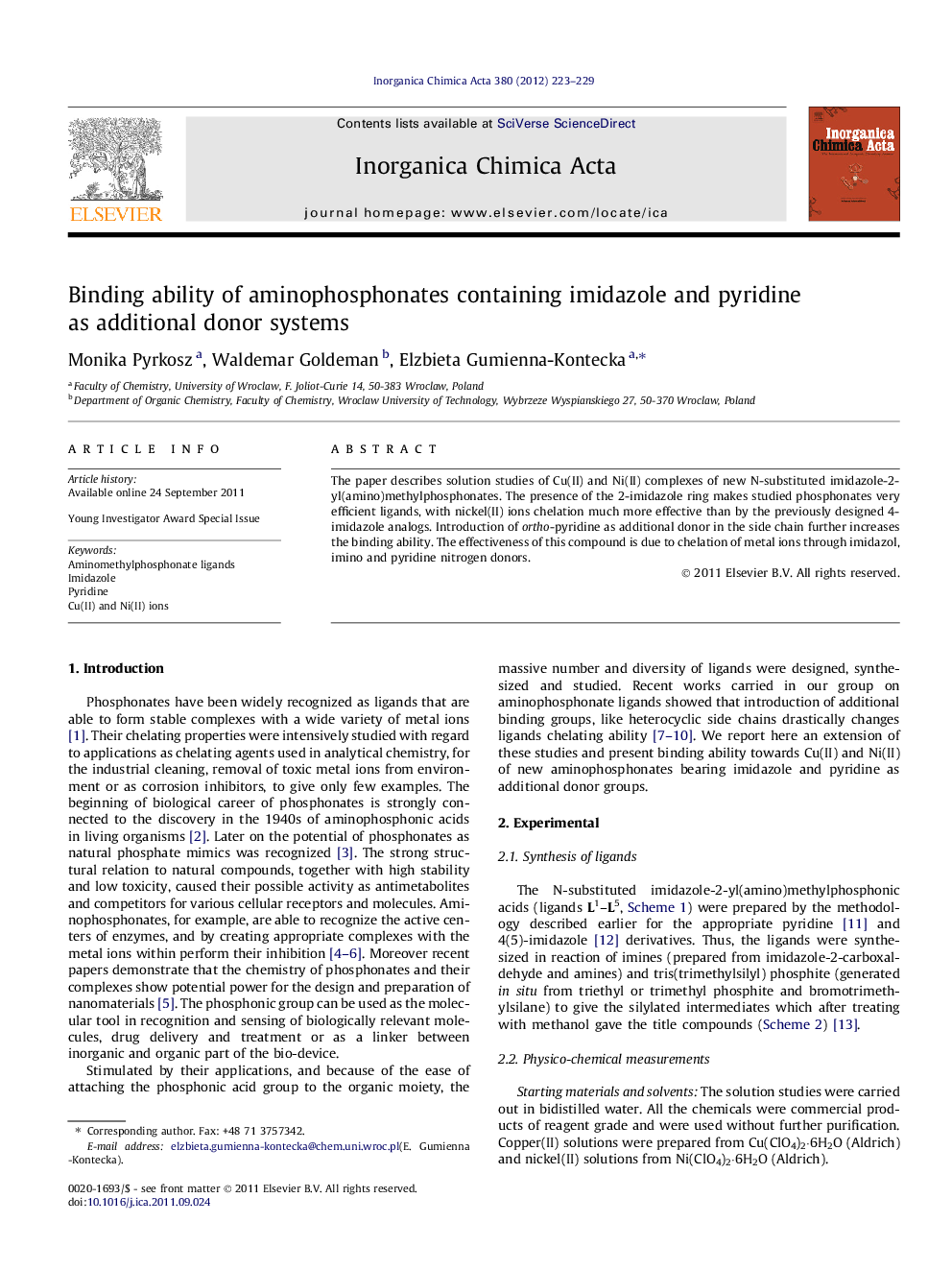 Binding ability of aminophosphonates containing imidazole and pyridine as additional donor systems