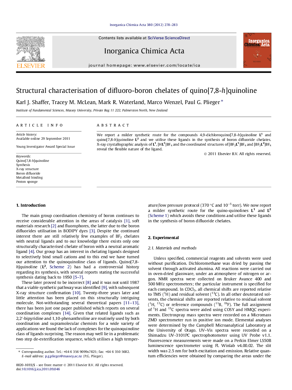 Structural characterisation of difluoro-boron chelates of quino[7,8-h]quinoline