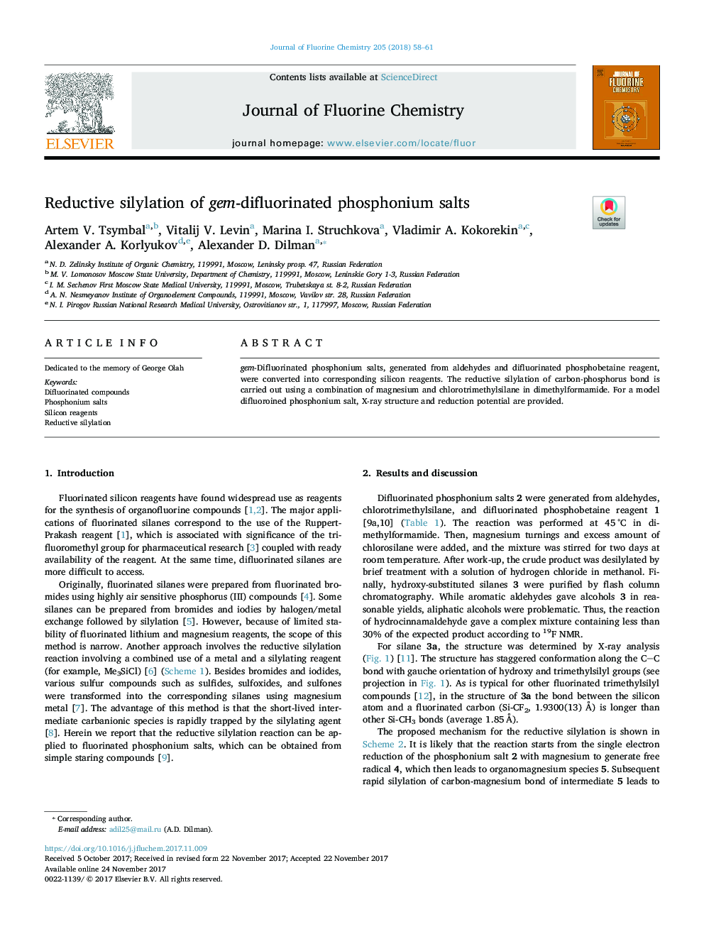 Reductive silylation of gem-difluorinated phosphonium salts