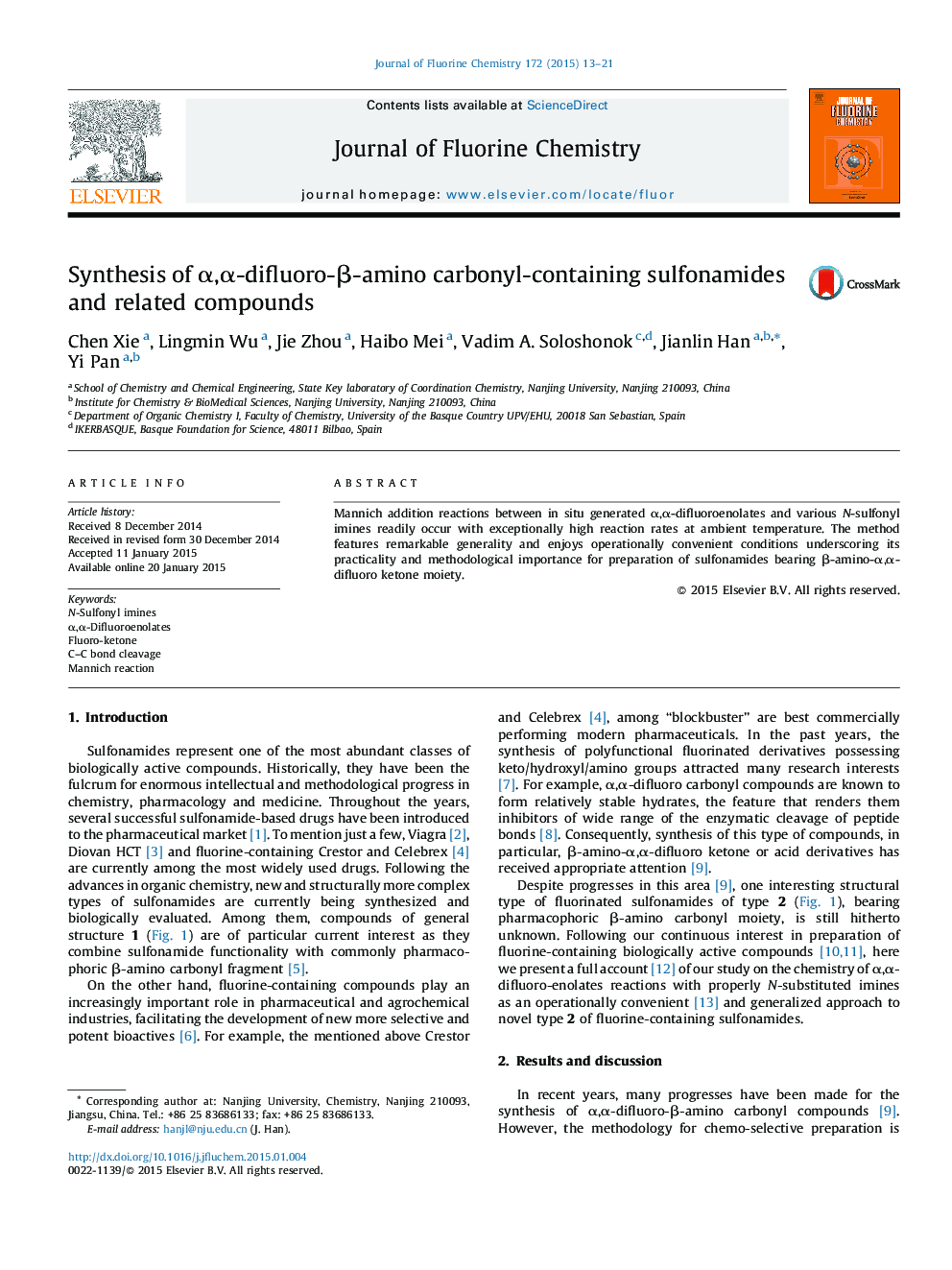 Synthesis of Î±,Î±-difluoro-Î²-amino carbonyl-containing sulfonamides and related compounds