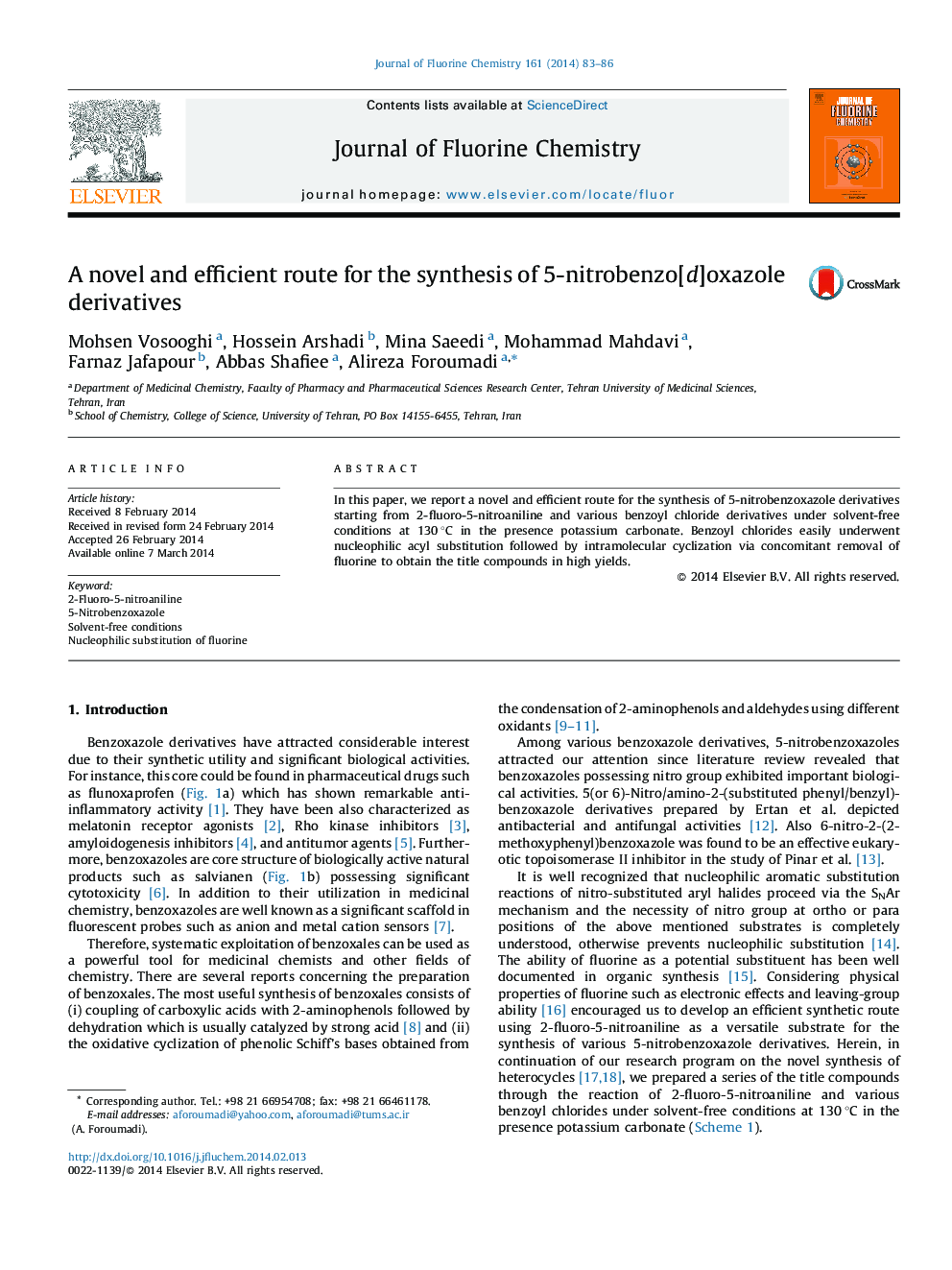 A novel and efficient route for the synthesis of 5-nitrobenzo[d]oxazole derivatives