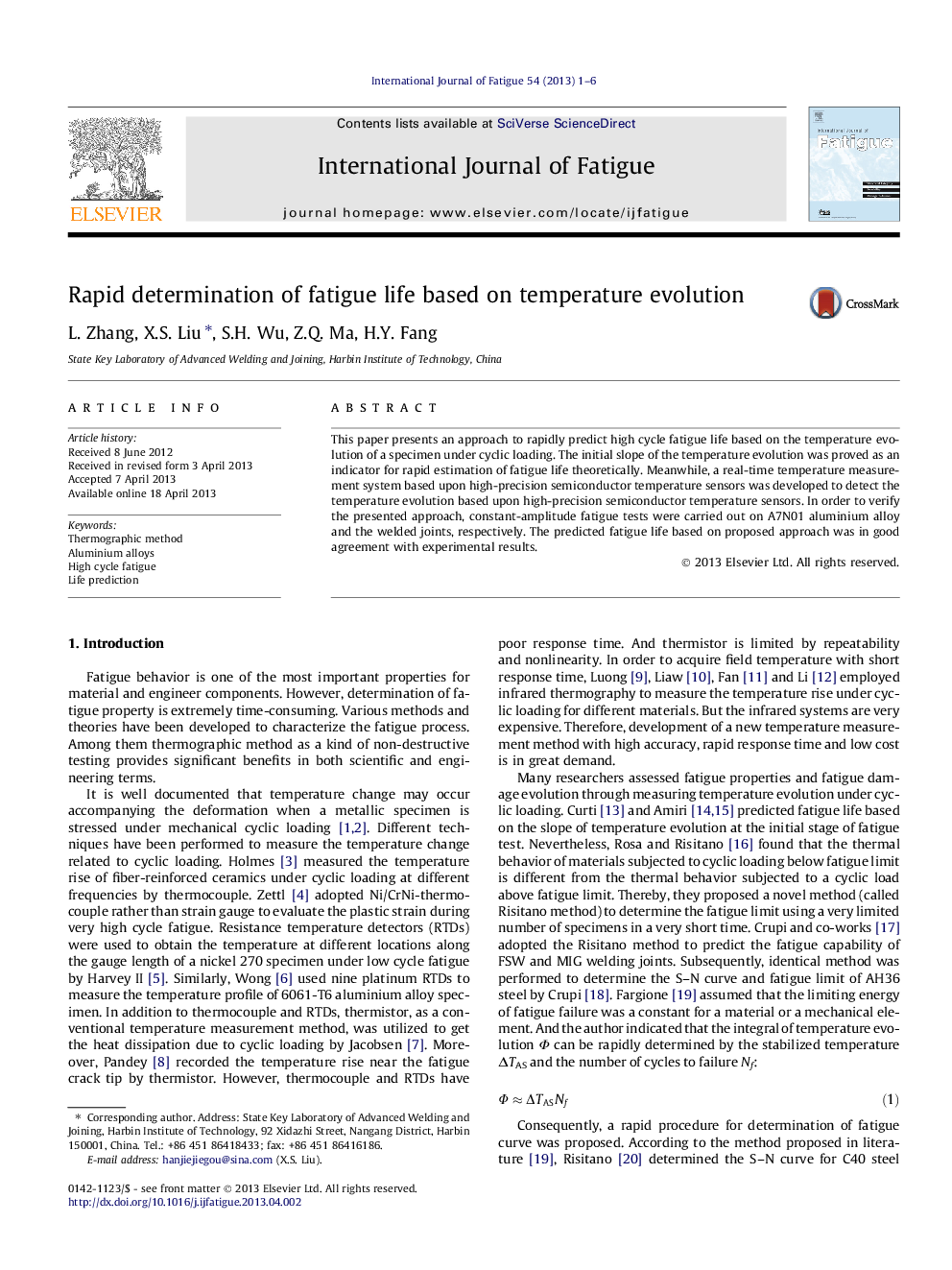 Rapid determination of fatigue life based on temperature evolution