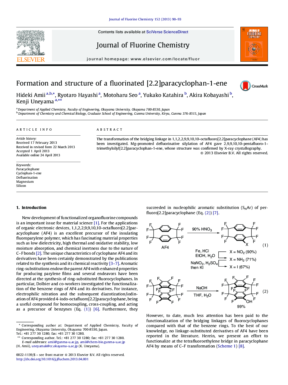 Formation and structure of a fluorinated [2.2]paracyclophan-1-ene