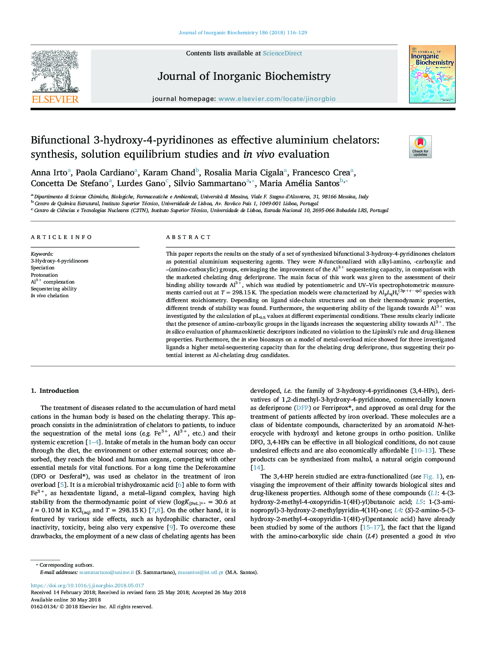 Bifunctional 3-hydroxy-4-pyridinones as effective aluminium chelators: synthesis, solution equilibrium studies and in vivo evaluation