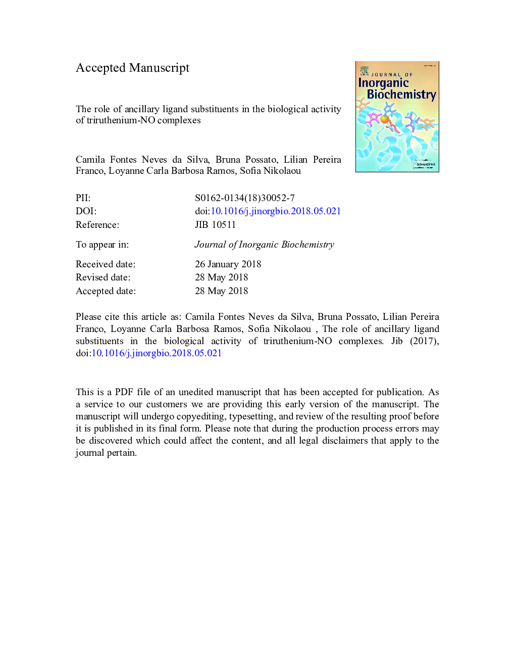 The role of ancillary ligand substituents in the biological activity of triruthenium-NO complexes