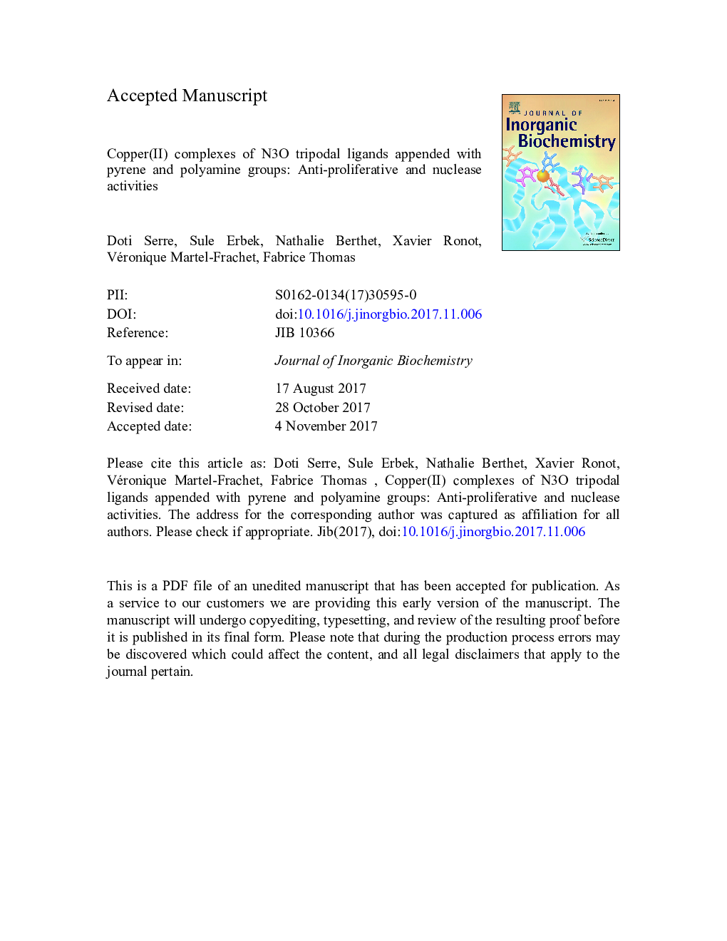 Copper(II) complexes of N3O tripodal ligands appended with pyrene and polyamine groups: Anti-proliferative and nuclease activities