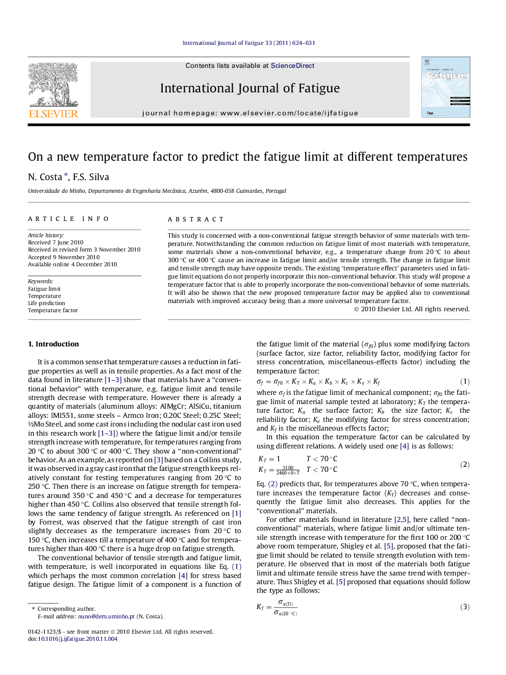 On a new temperature factor to predict the fatigue limit at different temperatures