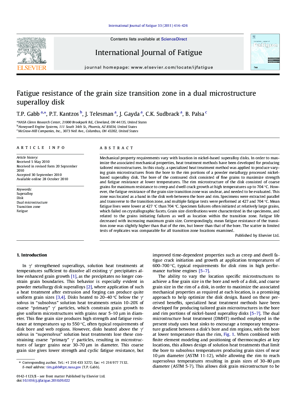 Fatigue resistance of the grain size transition zone in a dual microstructure superalloy disk