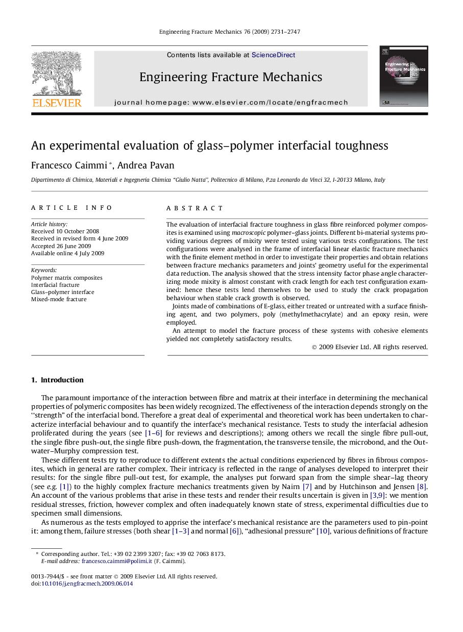 An experimental evaluation of glass–polymer interfacial toughness