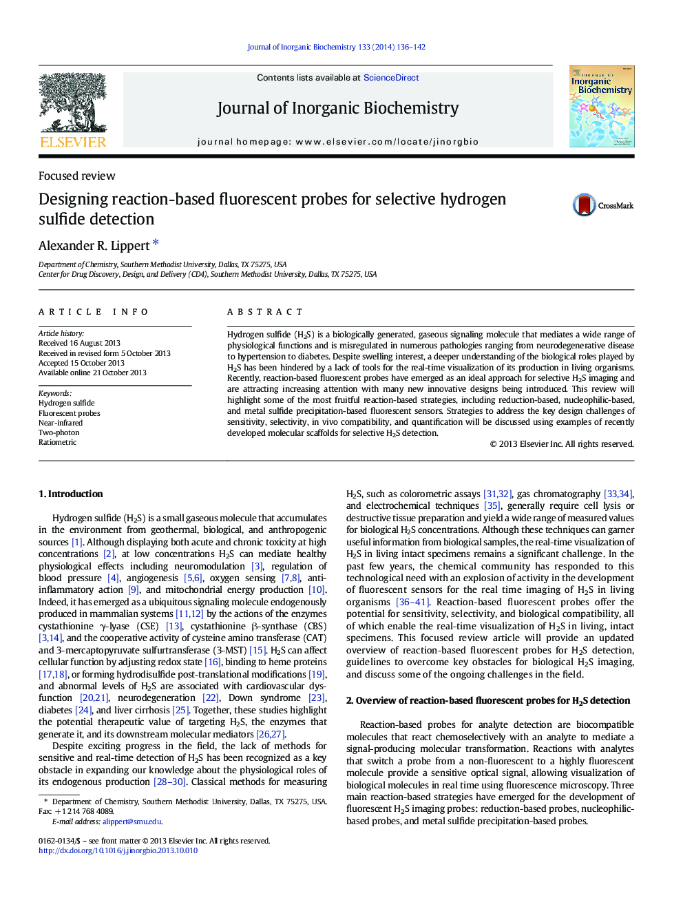 Designing reaction-based fluorescent probes for selective hydrogen sulfide detection