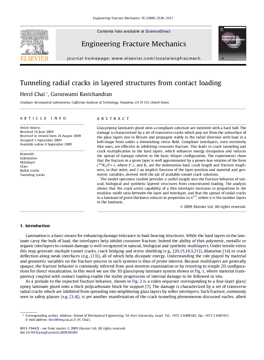 Tunneling radial cracks in layered structures from contact loading